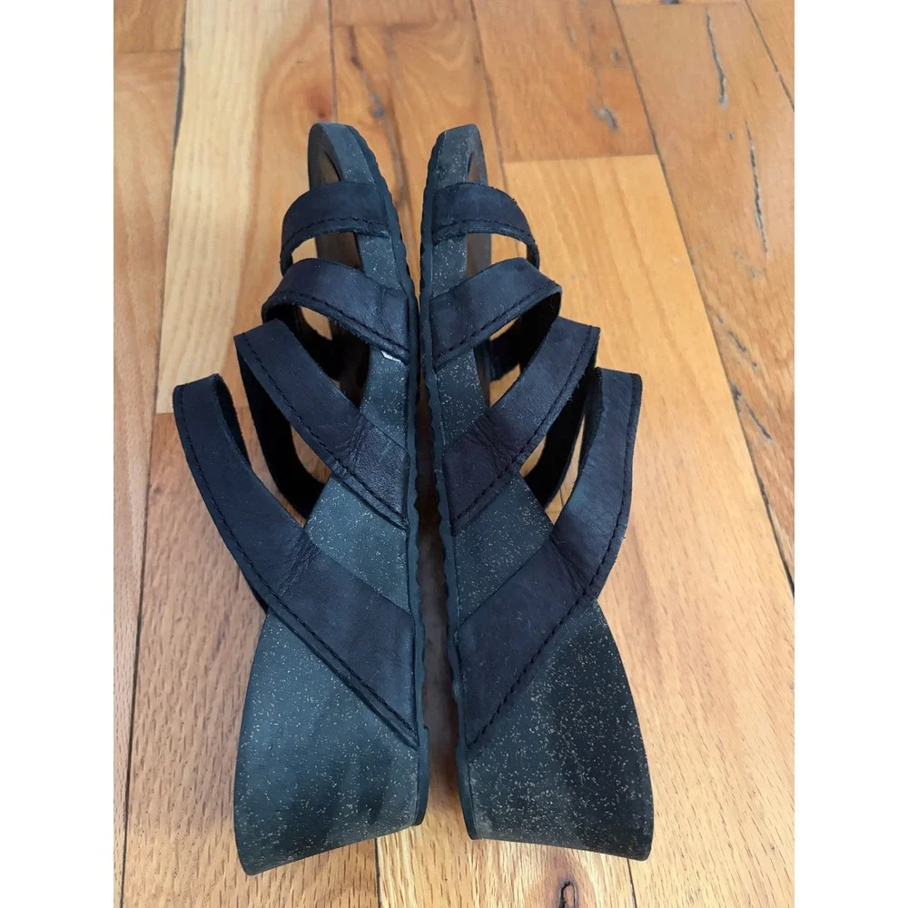 Teva Ysidro Slide Wedge Sandals Black Size 7.5